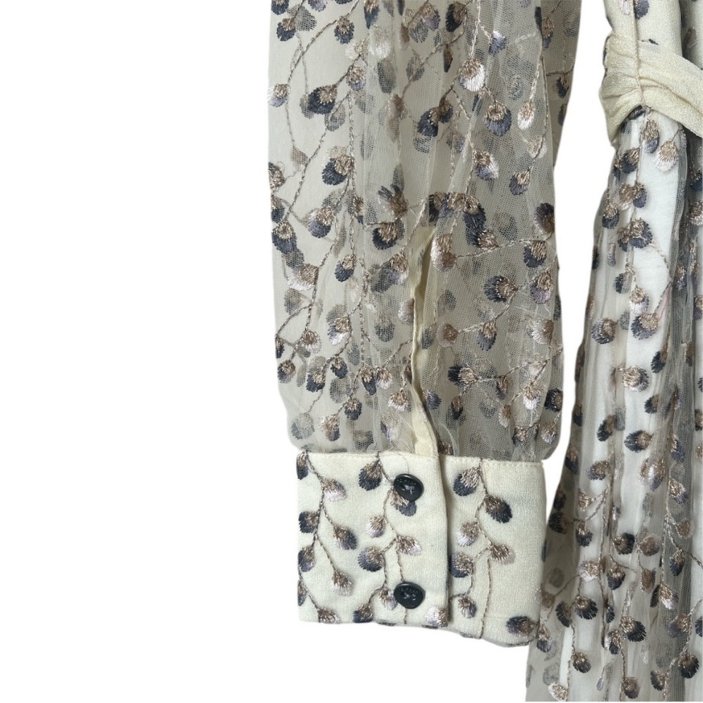 NWT Blank London Phileena Ivory Grey Metallic Wrap Maxi Dress Small Reg. $372 - Picture 9 of 11